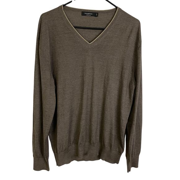 Ermenegildo Zegna Casheta Light Sweater Mens 54 Brown Cashmere Silk V-Neck * - Picture 1 of 10
